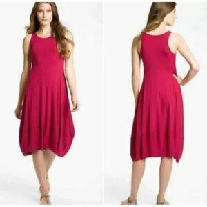 Eileen Fisher Coral Sleeveless Bubble Hem Midi Dress Size Medium Made in USA